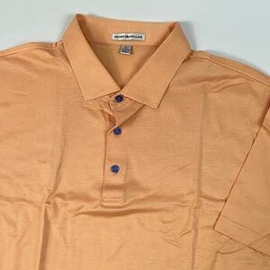 （Sold)Peter Millar Men’s Short Sleeve Polo Size XL Orange Striped